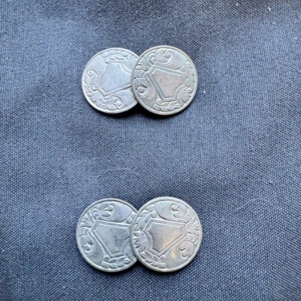 Vintage Park Rogers Silver Color Shield Emblem Cuff Links